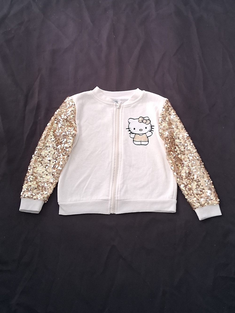 Hello Kitty White Jacket with Gold Sequin Sleeves